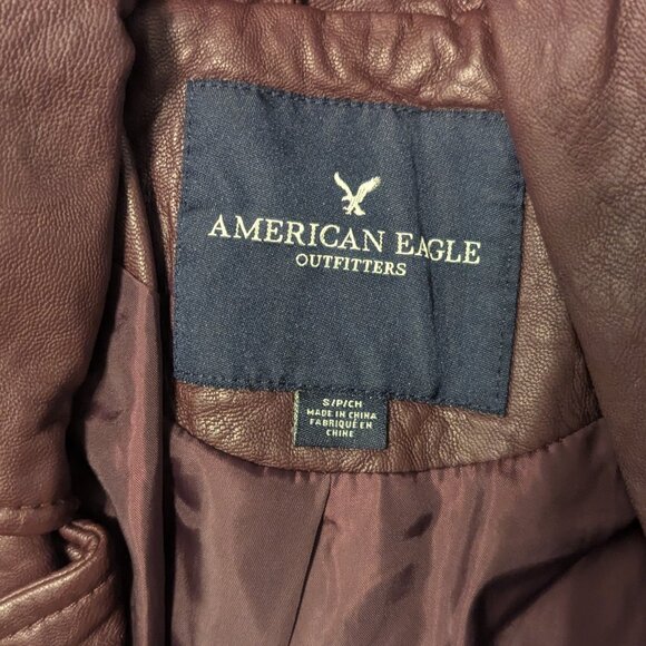 American Eagle, Burgundy Leather jacket - Picture 3 of 3